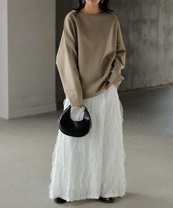 ロンT 選べる ネック ポンチ レディース トップス 長袖 Tシャツ カットソー ロング ティーシャツ シワになりにくい | HUG.U | 08