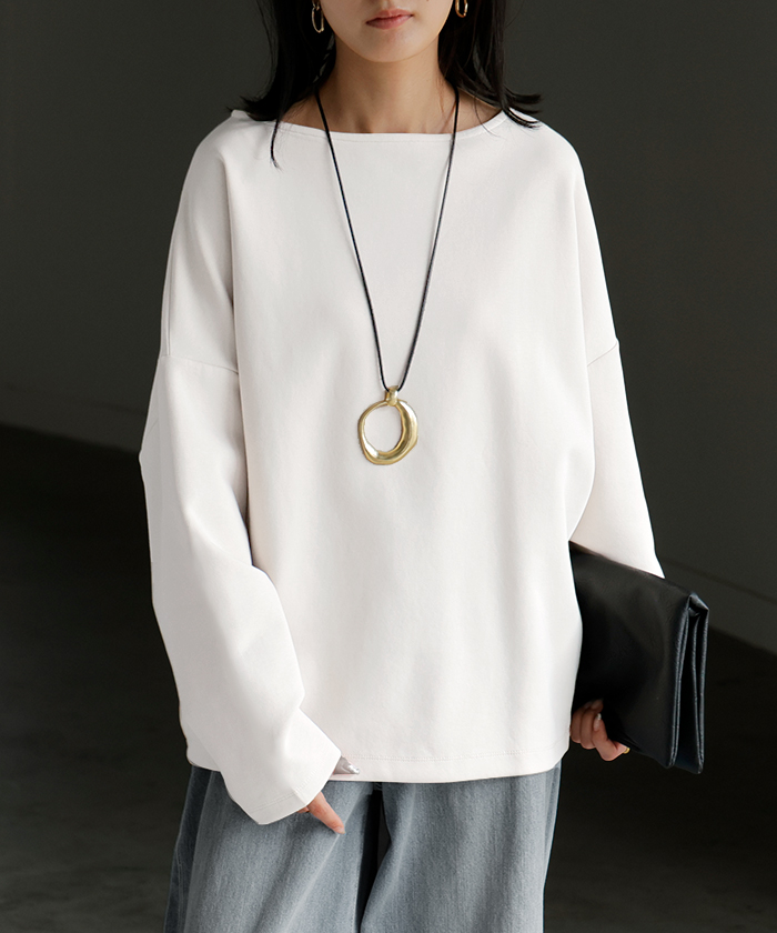 ロンT 選べる ネック ポンチ レディース トップス 長袖 Tシャツ カットソー ロング ティーシャツ シワになりにくい | HUG.U | 01