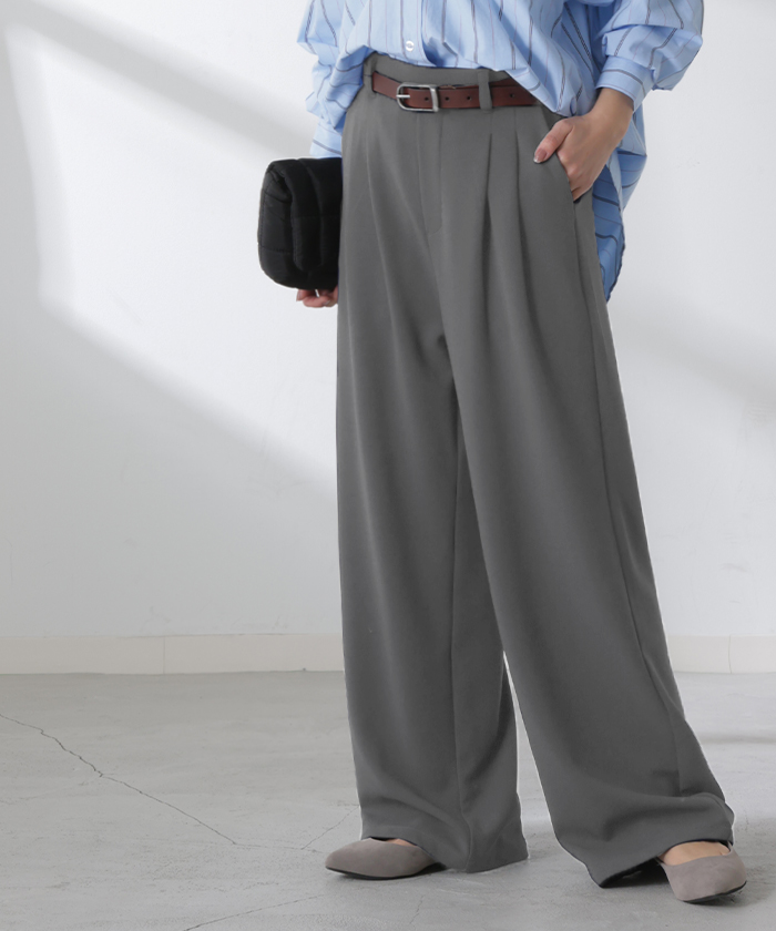 パンツ 選べる シルエット 丈 レディース カラーパンツ テーパードパンツ ワイドパンツ ロング 低身長 ボトム | HUG.U | 07