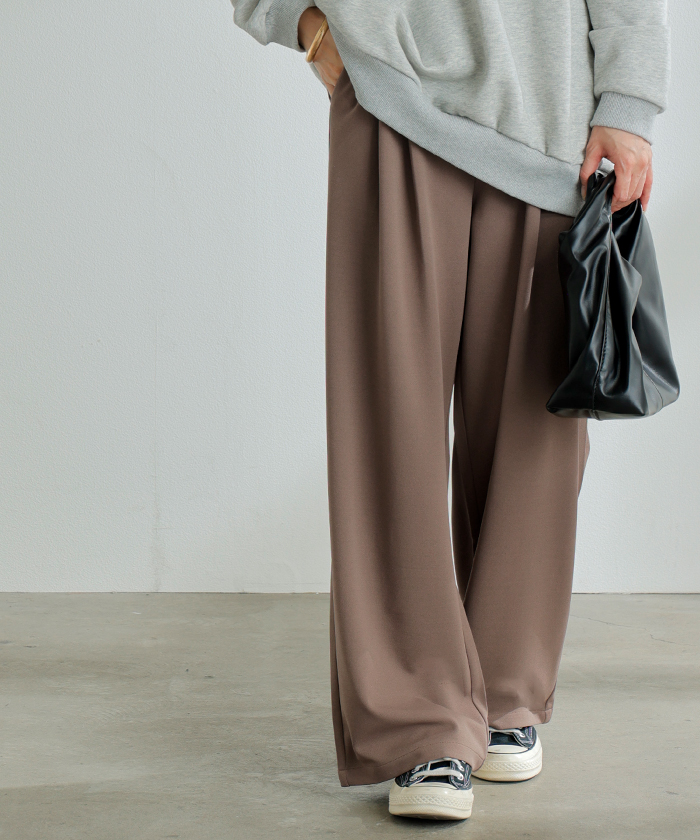 パンツ 選べる シルエット 丈 レディース カラーパンツ テーパードパンツ ワイドパンツ ロング 低身長 ボトム | HUG.U | 05