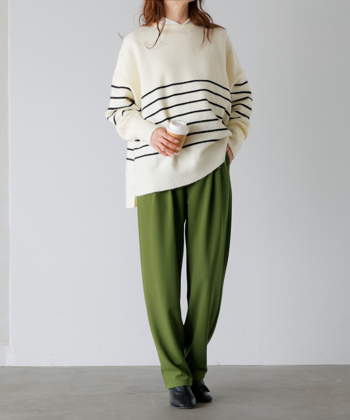 パンツ 選べる シルエット 丈 レディース カラーパンツ テーパードパンツ ワイドパンツ ロング 低身長 ボトム | HUG.U | 04