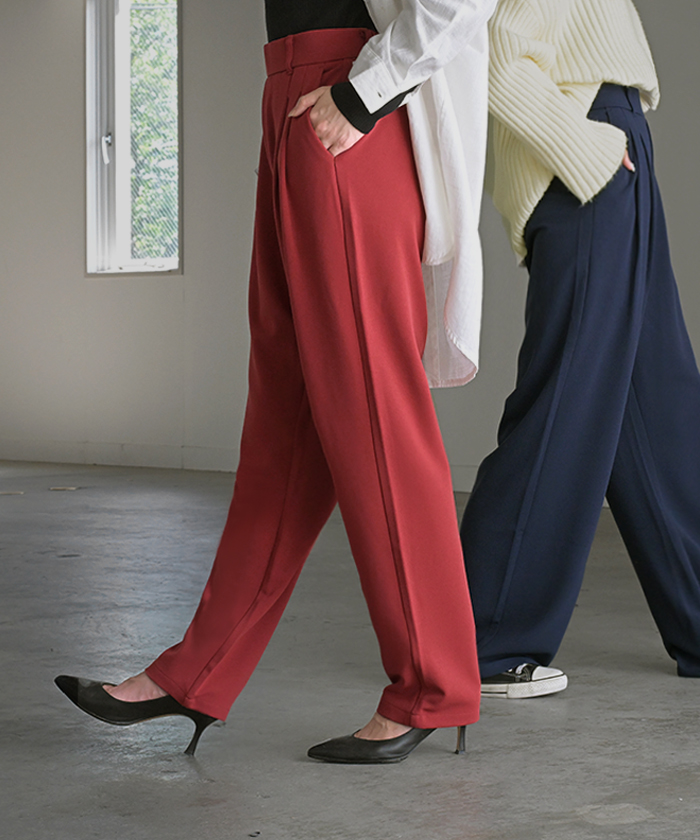 パンツ 選べる シルエット 丈 レディース カラーパンツ テーパードパンツ ワイドパンツ ロング 低身長 ボトム | HUG.U | 03