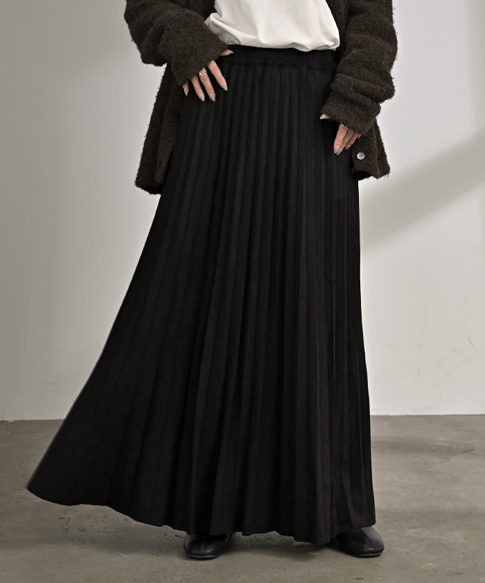 スカート ポンチ プリーツ 選べる 2丈 ロング プリーツスカート Aライン レディース ロングスカート ボトムス ボトム フレア フレアスカート フェイク | HUG.U | 04