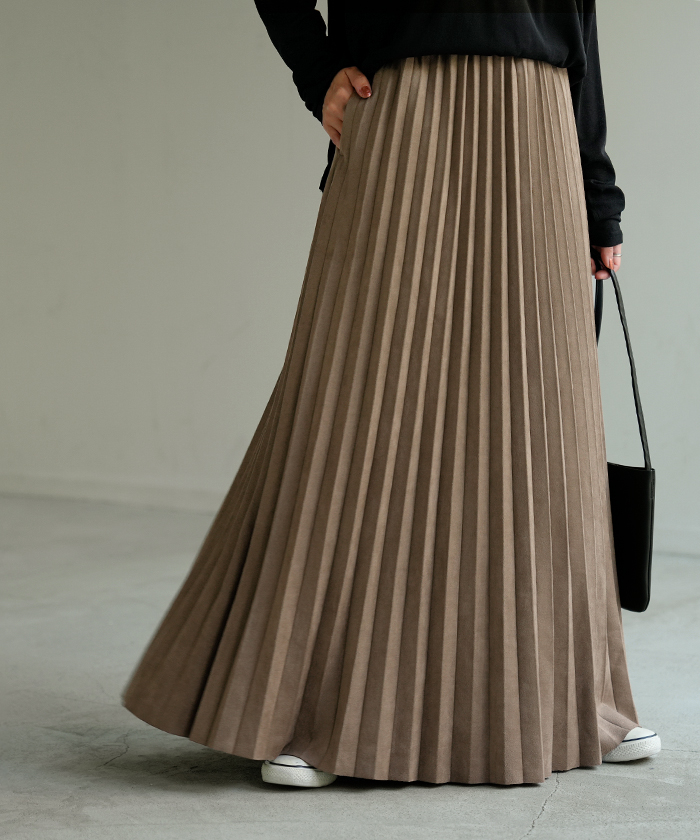 スカート ポンチ プリーツ 選べる 2丈 ロング プリーツスカート Aライン レディース ロングスカート ボトムス ボトム フレア フレアスカート フェイク | HUG.U | 02