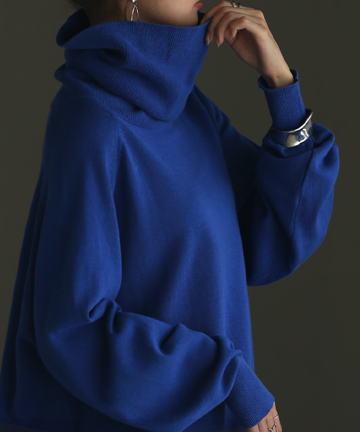 ニット ロング 綿100％ レディース トップス セーター オーバー プルオーバー タートルネック ハイネック 長袖 | HUG.U | 06