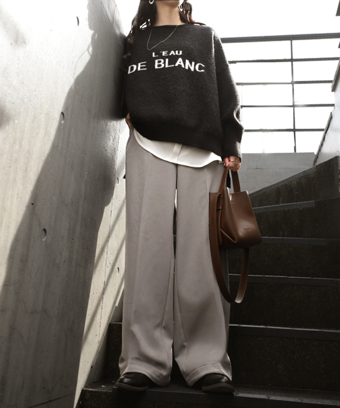 パンツ 裏起毛 ストレッチ " 選べる 2丈 " ワイド レディース フリース スラックス あったか ワイドパンツ ロング 体型カバー ボトムス ボトム ストレート | HUG.U | 01