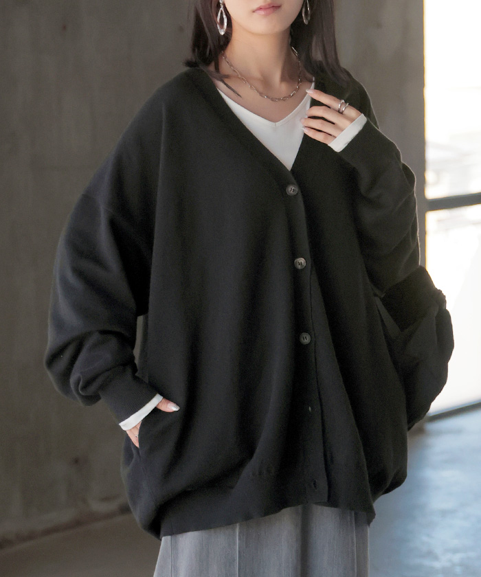 【美品】45R BADOU-R　ざっくりカーディガン　ウール　ニット　ガウン 美品】45R BADOU-R ざっくりカーディガン ウール ニット ガウン