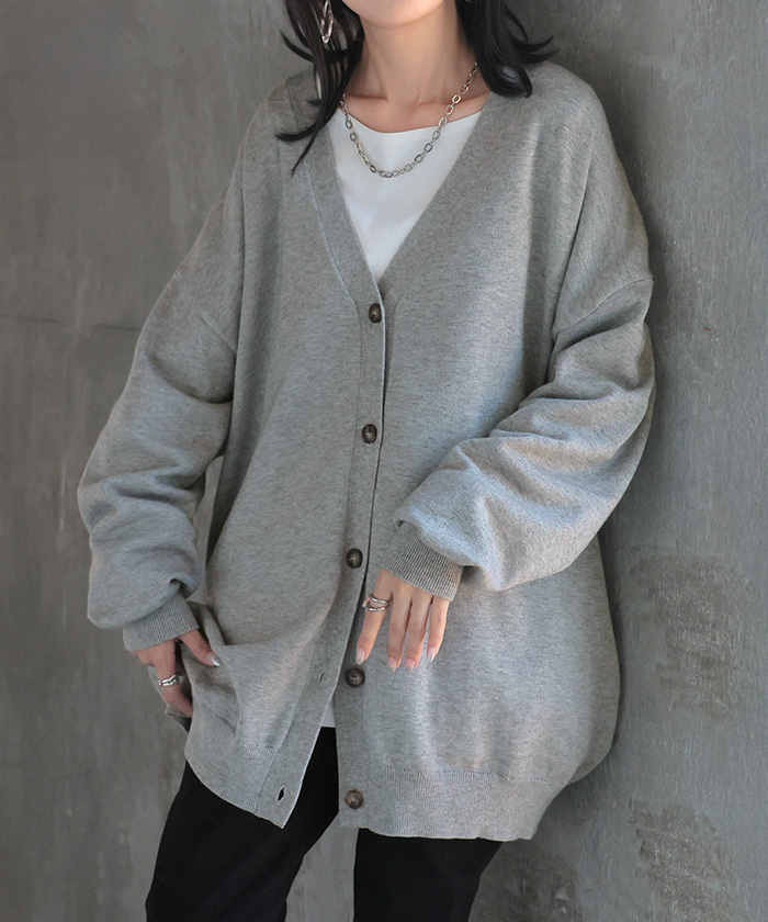 ニット カーディガン ロング ウール ライク レディース カーデ トップス アウター セーター オーバー ニットカーディガン | HUG.U | 03