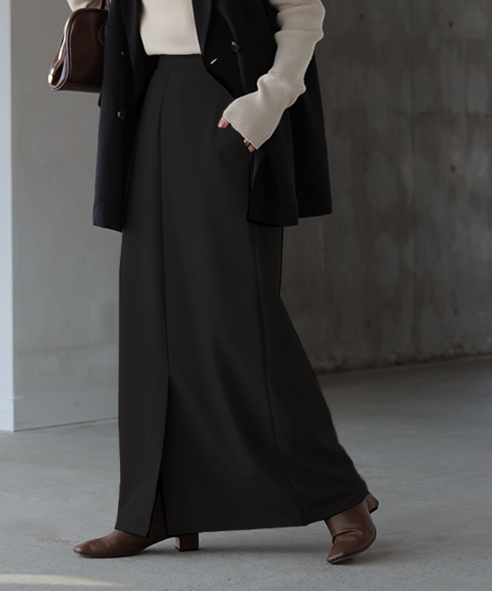 スカート 洗える ロング " 選べる 2丈 " タイトスカート タイト Iライン レディース ロングスカート マシンウォッシャブル ボトムス ボトム フレア | HUG.U | 03