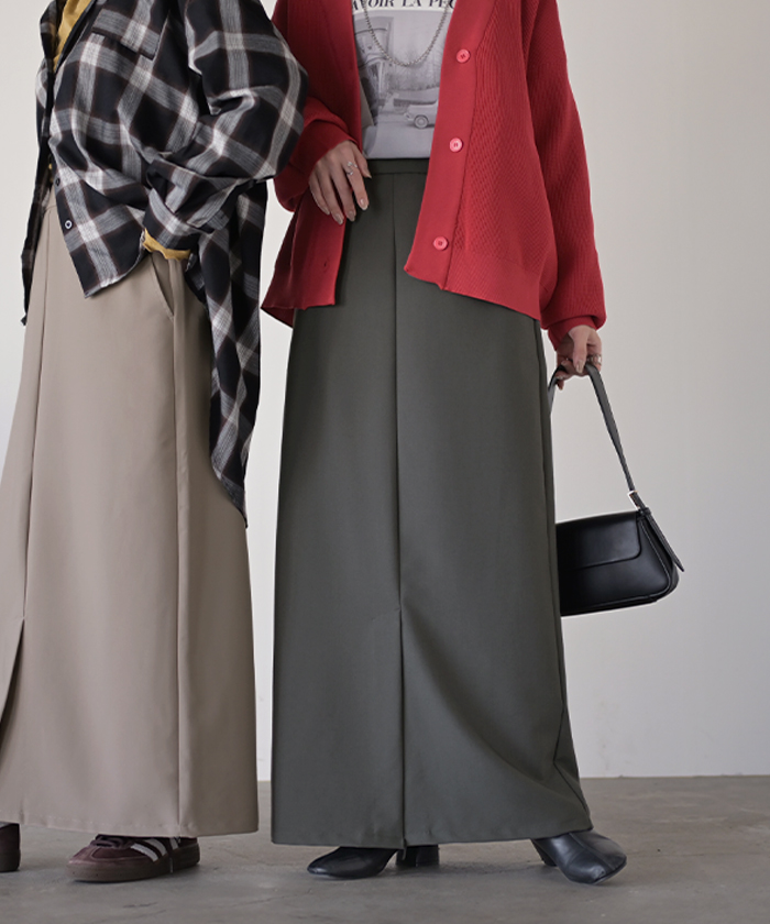 スカート 洗える ロング " 選べる 2丈 " タイトスカート タイト Iライン レディース ロングスカート マシンウォッシャブル ボトムス ボトム フレア | HUG.U | 02