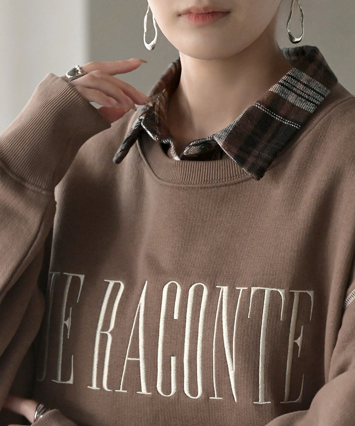 つけ襟 レイヤード シャツ 風 ブラウス レディース フリル 重ね着 チェック 無地 チェックシャツ 付け襟 襟 綿100％ ハイネック スタンドカラー ディッキー | HUG.U | 02