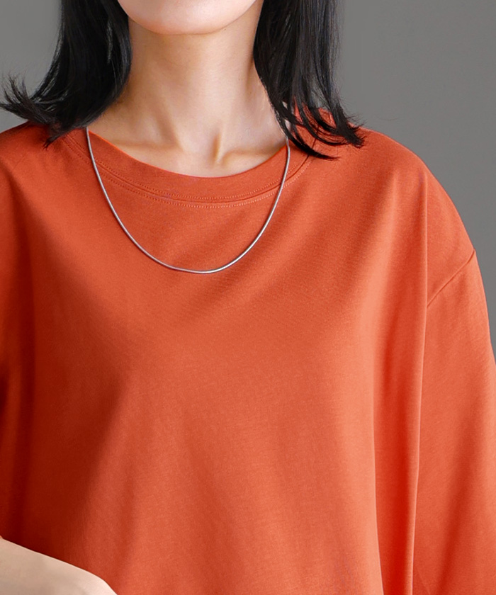 Tシャツ レディース 汗ジミ 軽減 UVカット トップス 半袖 綿100％ カットソー ロング ティーシャツ チュニック | HUG.U | 05