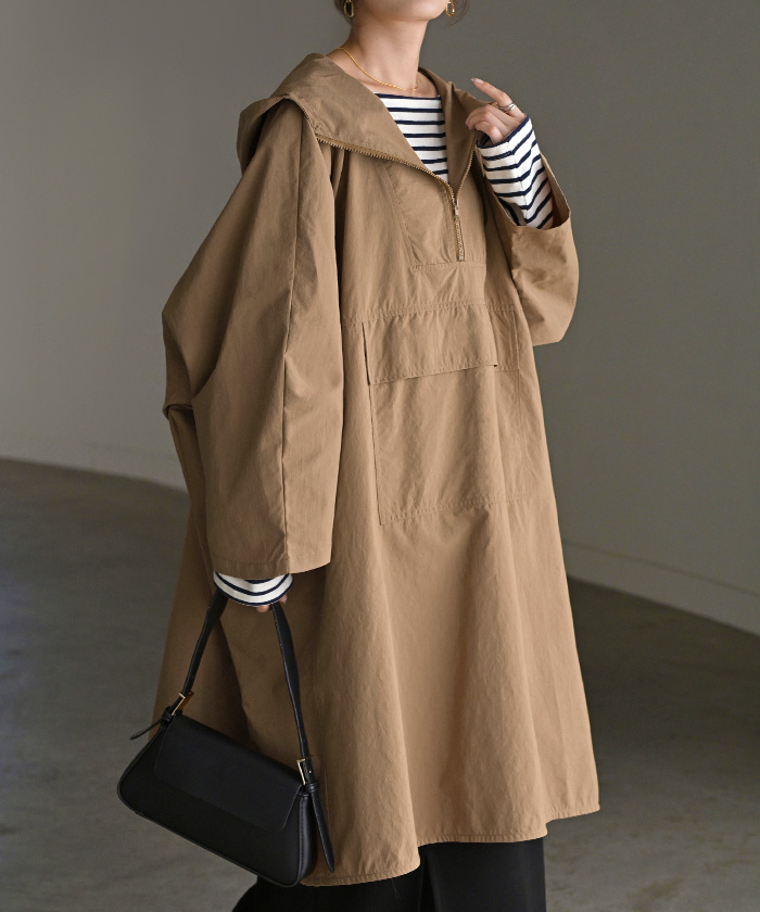 マウンテンパーカー ロング 撥水 レディース アウター ロングコート 撥水アウター ナイロン パーカー | HUG.U | 03