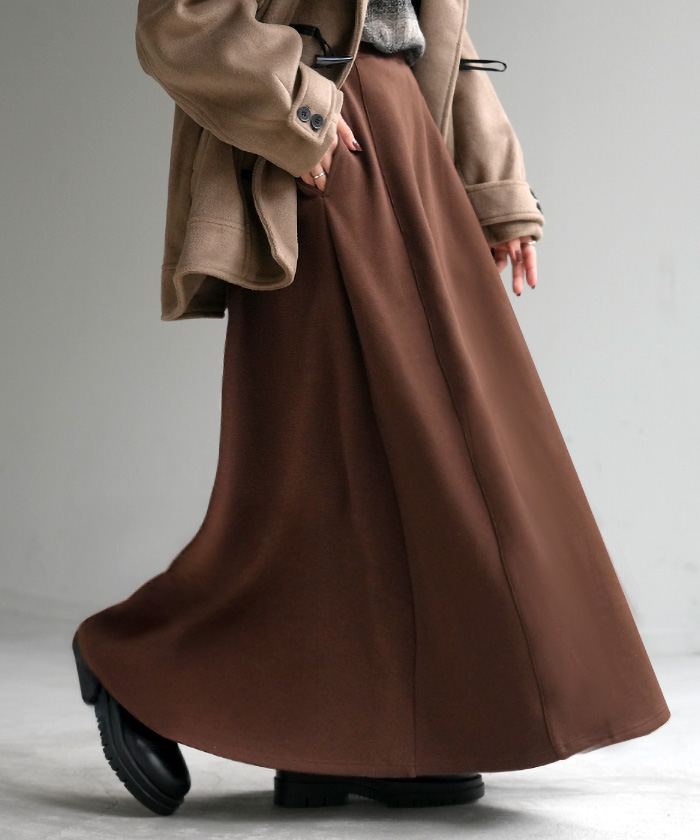 スカート ロング 特暖 裏シャギー レディース スウェット 裏起毛 ロングスカート ボトムス ボトム フレア フレアスカート マキシ マキシスカート | HUG.U | 01