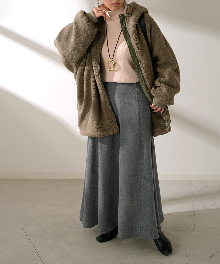 スカート ロング 特暖 裏シャギー レディース スウェット 裏起毛 ロングスカート ボトムス ボトム フレア フレアスカート マキシ マキシスカート | HUG.U | 02