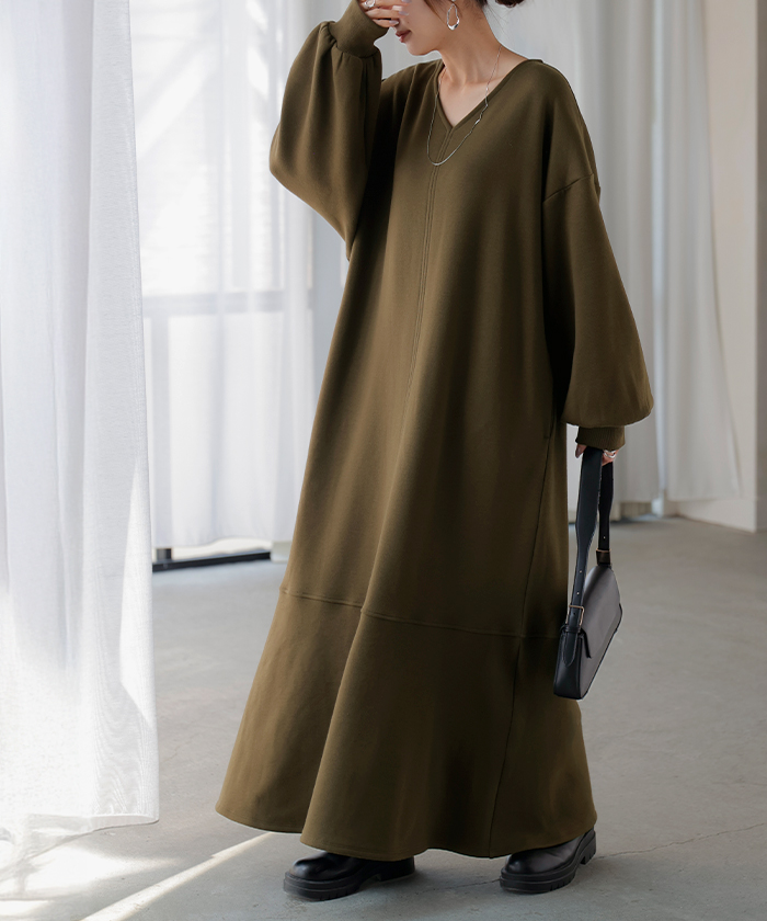 HUG.U（ハグユー） ワンピース 特暖 裏シャギー スウェット ロング 裏