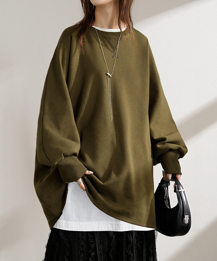 HUG.U スウェット 特暖 裏シャギー レディース トップス ロング