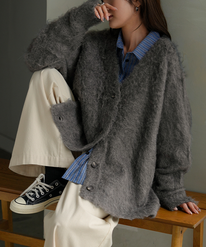 HUG.U（ハグユー） カーディガン ニット シャギー レディース トップス