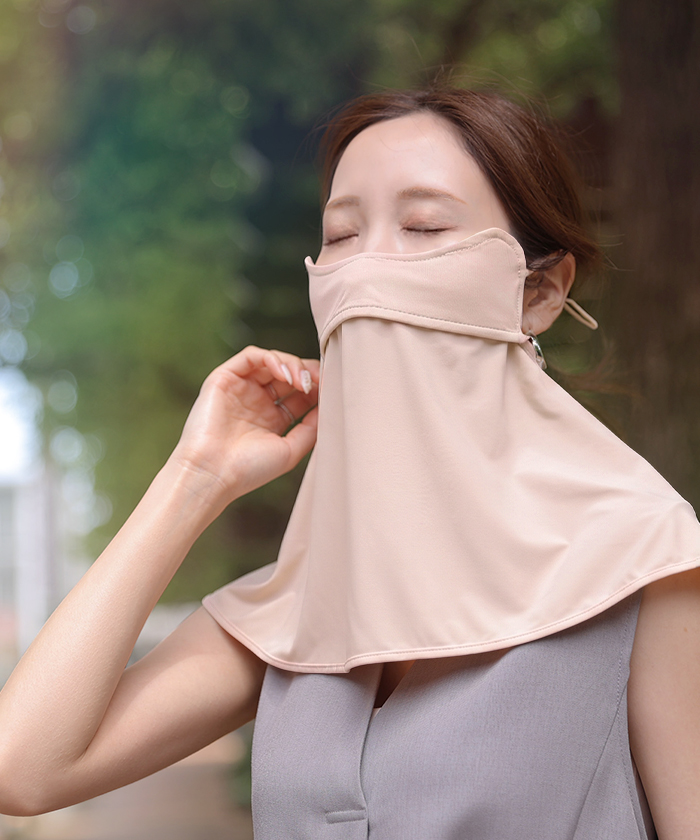 フェイスカバー UVカット 体感-2℃ 接触冷感 レディース 紫外線対策 遮蔽率 99.9% 抗菌 洗える 洗濯可能 夏用 UVカットマスク 日焼け防止 ネックカバー | HUG.U | 01