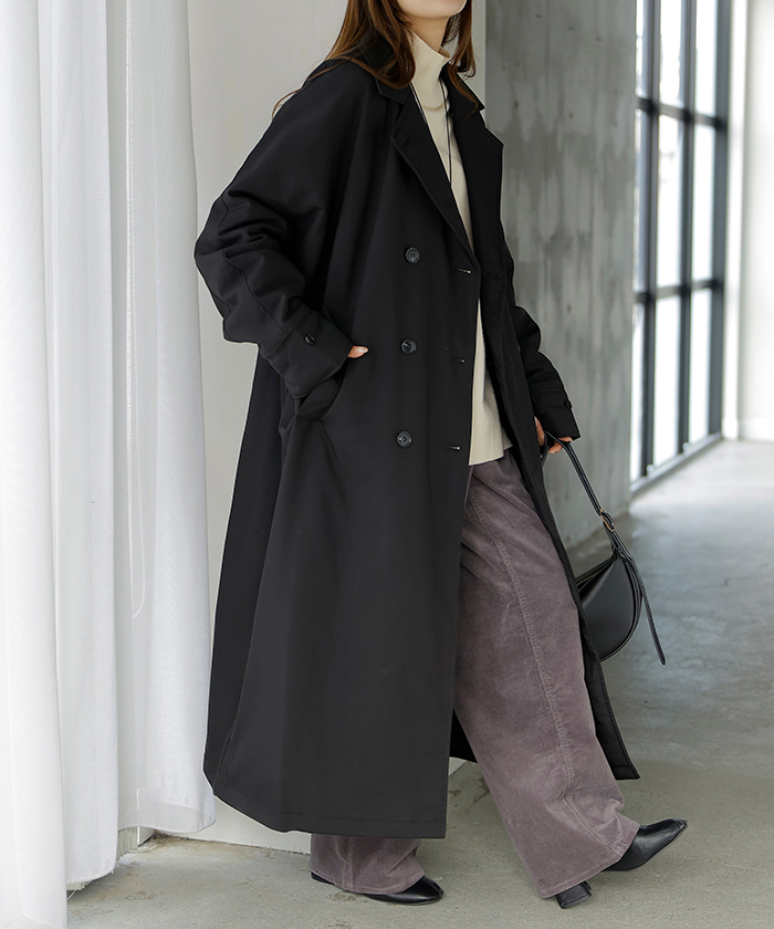アウター トレンチコート 中綿 レディース コート ロング ロングコート トレンチ ジャケット オーバー ドルマン 羽織 オーバーサイズ 裏地 付き あったか | HUG.U | 03