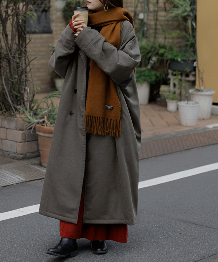 アウター トレンチコート 中綿 レディース コート ロング ロングコート トレンチ ジャケット オーバー ドルマン 羽織 オーバーサイズ 裏地 付き あったか | HUG.U | 01