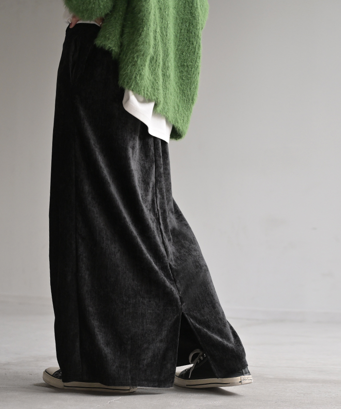 スカート シェニール ロング タイトスカート タイト Iライン レディース ロングスカート ストレッチ ベロア 風 ボトムス フレア フレアスカート チクチクしない | HUG.U | 03