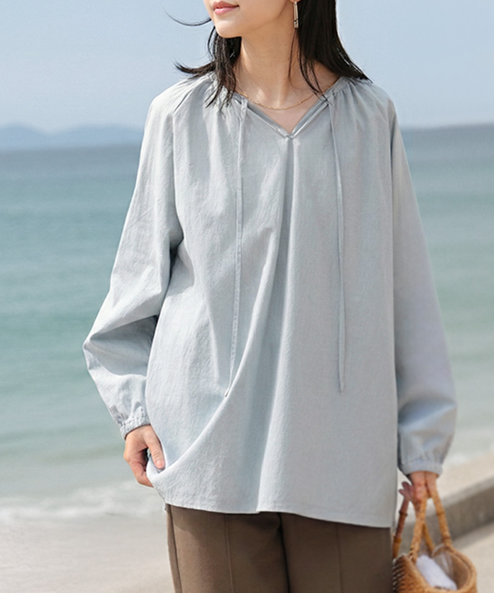 ラッシュガード 上下 2点セット UVカット 水陸両用 レディース 長袖 トップス ロング パンツ キーネック クルーネック 紫外線対策 | HUG.U | 02