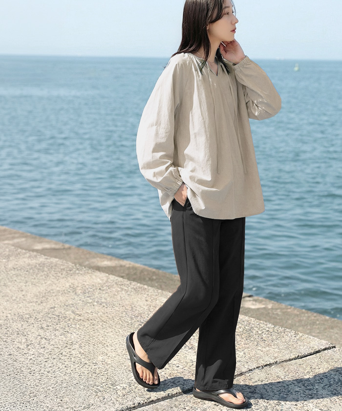 ラッシュガード 上下 2点セット UVカット 水陸両用 レディース 長袖 トップス ロング パンツ キーネック クルーネック 紫外線対策 | HUG.U | 01