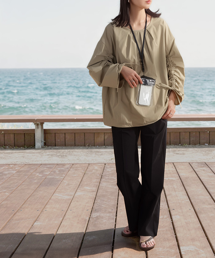 ラッシュガード 上下 2点セット UVカット 水陸両用 レディース 長袖 トップス ロング パンツ キーネック クルーネック 紫外線対策 | HUG.U | 03