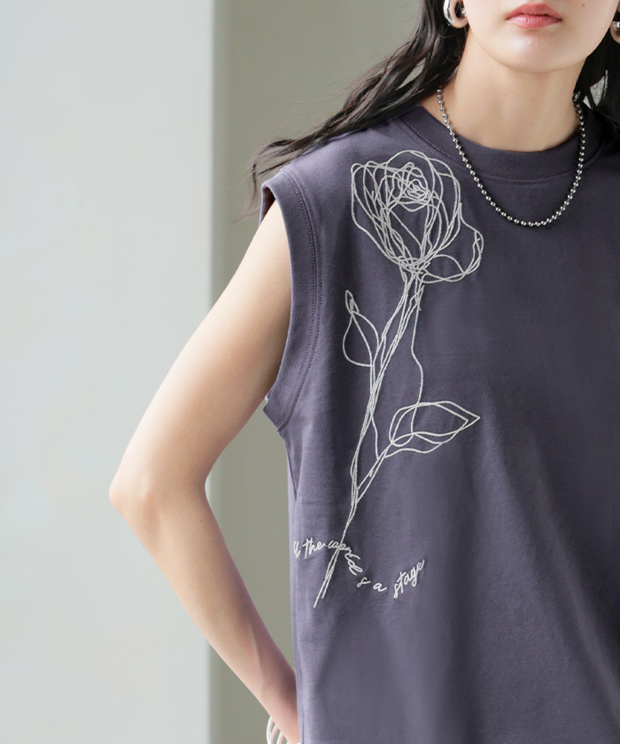 HUG.U（ハグユー） タンクトップ 刺繍 花柄 トップス レディース
