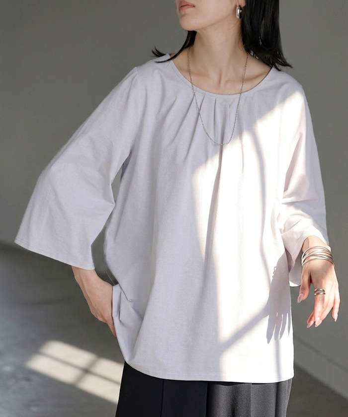 ブラウス UVカット 接触冷感 吸水速乾 レディース トップス シャツ カットソー Tシャツ 紫外線対策 日焼け対策 涼しい 冷たい ストレッチ 軽い 七分袖 半袖 無地 | HUG.U | 02