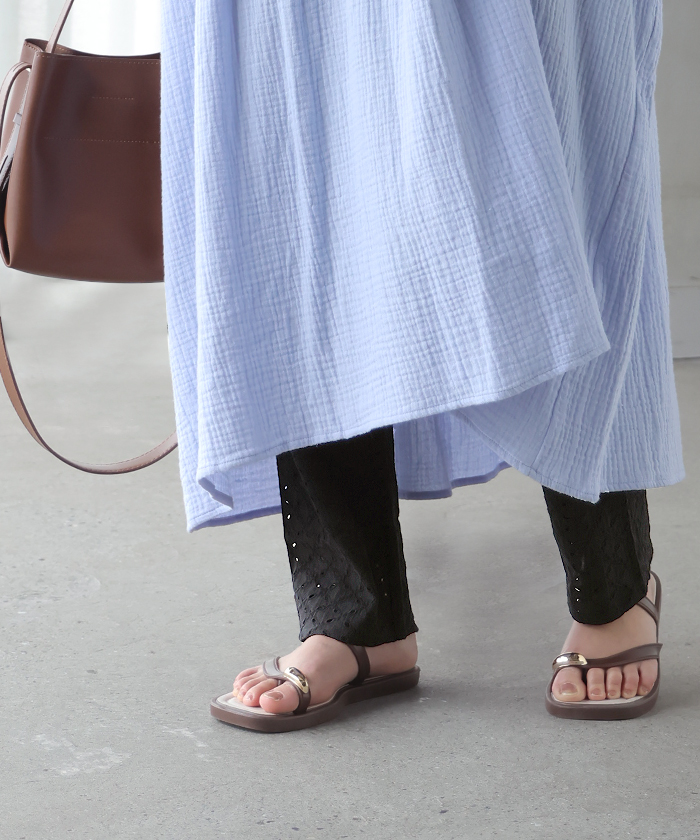 ペチパンツ レース レディース パンツ ボトムス インナーパンツ 重ね着 レイヤード 裾レース ペチコート パンツ 透け防止 テーパード 涼しい 軽い ウエストゴム | HUG.U | 04