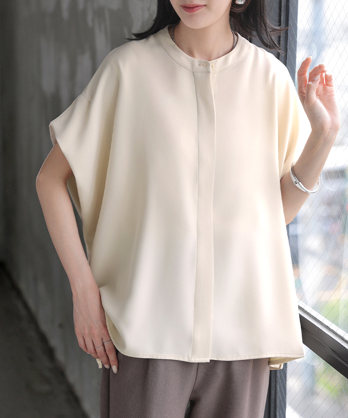 ブラウス シワになりにくい ドレープ シャツ レディース トップス ロング ロングシャツ ドレープブラウス イージーケア アイロンレス | HUG.U | 02
