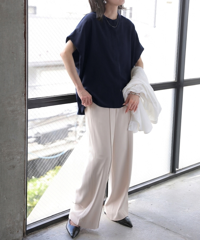 ブラウス シワになりにくい ドレープ シャツ レディース トップス ロング ロングシャツ ドレープブラウス イージーケア アイロンレス | HUG.U | 04