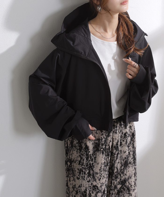 UVカットパーカー 遮へい率99.9％以上 2way つば付き UVカット パーカー 接触冷感 ロング アウター レディース ライトアウター トップス フード 指穴 吸水 速乾 | HUG.U | 04