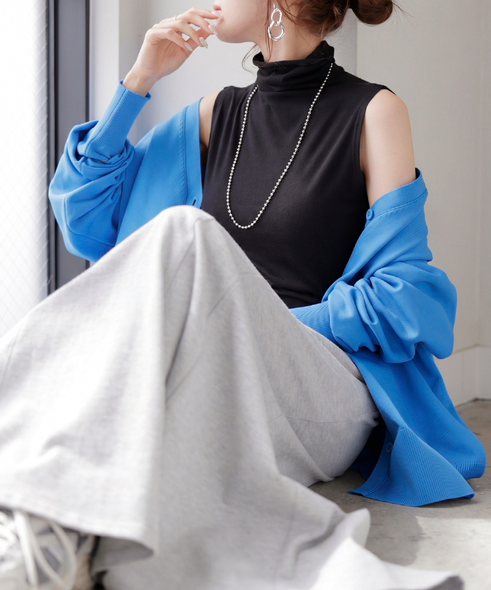 トップス UVカット インナー 吸水速乾 接触冷感 タートルネック レディース カットソー ノースリーブ ハイネック メロウ シアー 涼しい | HUG.U | 03