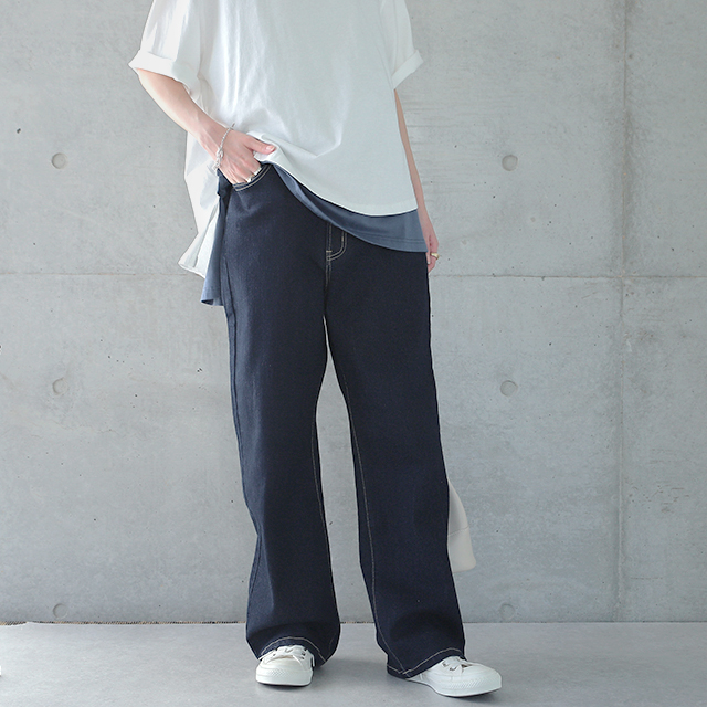 HUG.U デニム パンツ デニムパンツ レディース ワイドパンツ