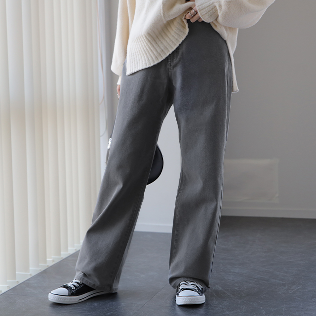 デニム 微起毛 パンツ デニムパンツ レディース ワイドパンツ ワイド 大きいサイズ ジーンズ ジーパン ボトム 体型カバー ボトムス ストレート ゆったり | HUG.U | 04