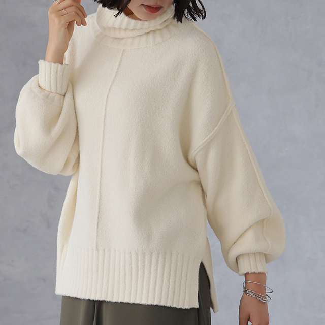 ニット レディース タートルネック 黒 セーター トップス リブ 白 センターライン Jp192 Hug U ハグユー 通販 Yahoo ショッピング