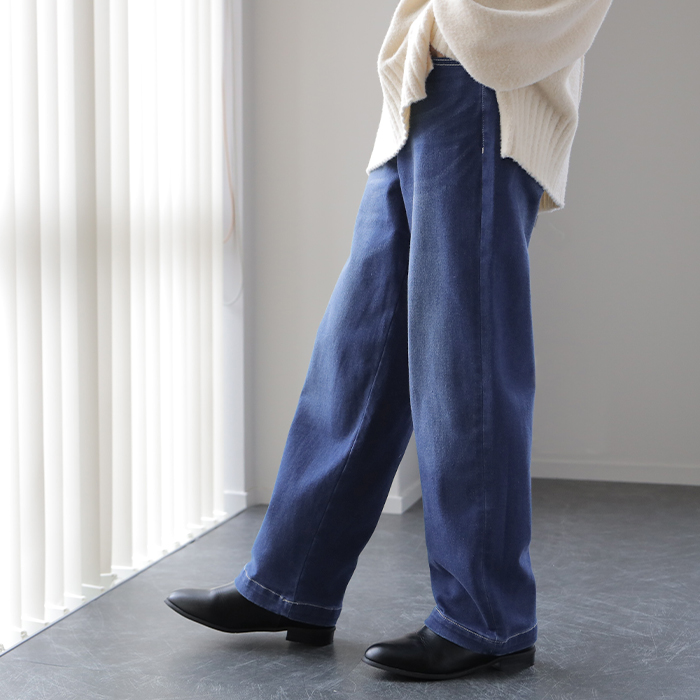 HUG.U デニム ワイドパンツ パンツ デニムパンツ レディース 微
