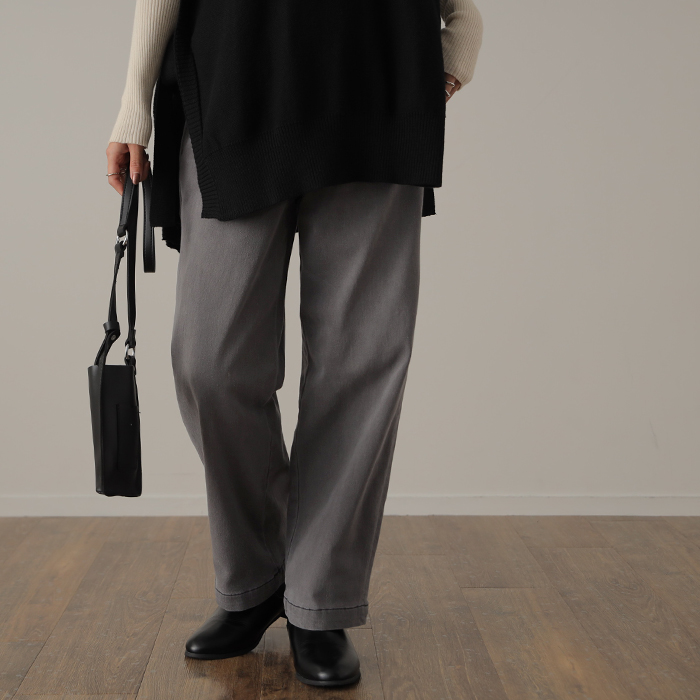 デニム ワイドパンツ パンツ デニムパンツ レディース 微起毛 ワイド 大きいサイズ | HUG.U | 01