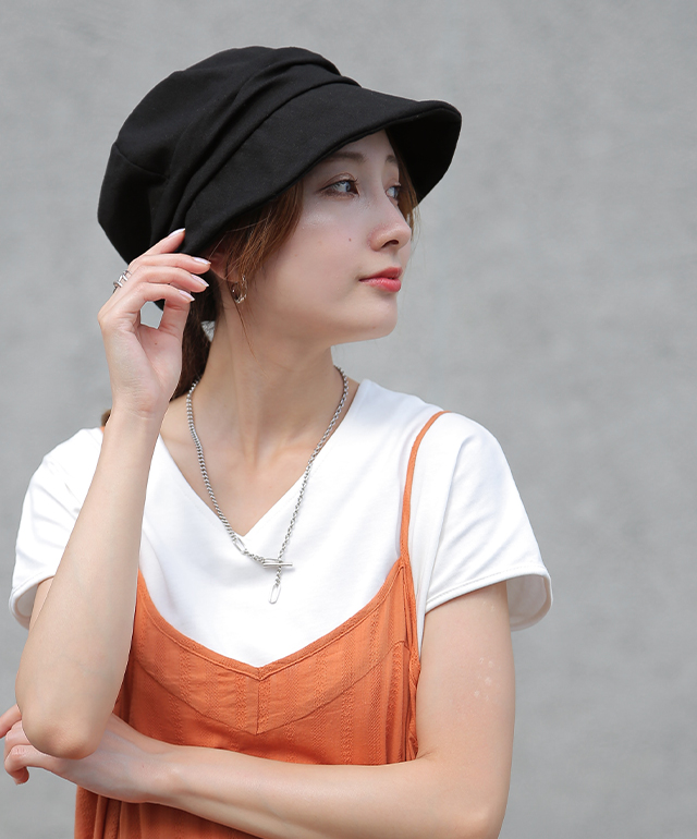 キャスケット 帽子 UVカット 遮へい率 90％ 紫外線 ブロック 紫外線対策 日よけ キャップ ハット お出かけ 日焼け防止 ゆったり 折りたたみ 飛ばない つば広 | HUG.U | 04