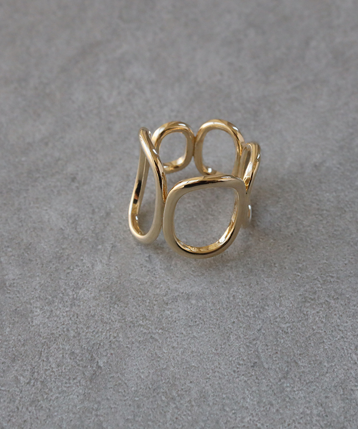 リング レディース 指輪 オーバル フリーリング レディース シルバーアクセサリー ゴールド 変形ウェーブ アクセサリー アクセ | HUG.U | 01