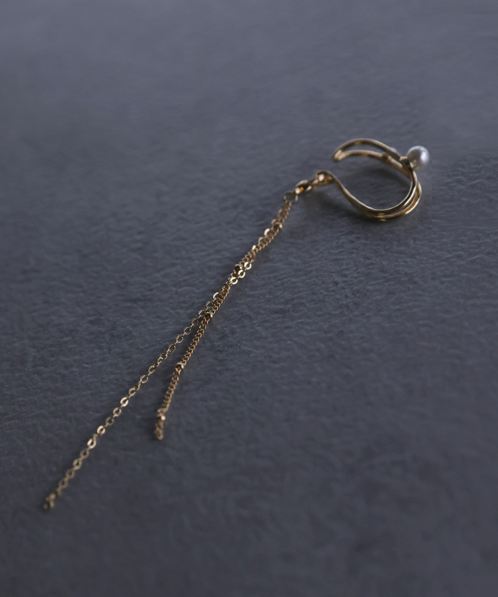 イヤーカフ レディース アクセサリー イヤカフ ノンホール ピアス イアリング シルバー ゴールド アクセ ウェーブ チェーン | HUG.U | 01