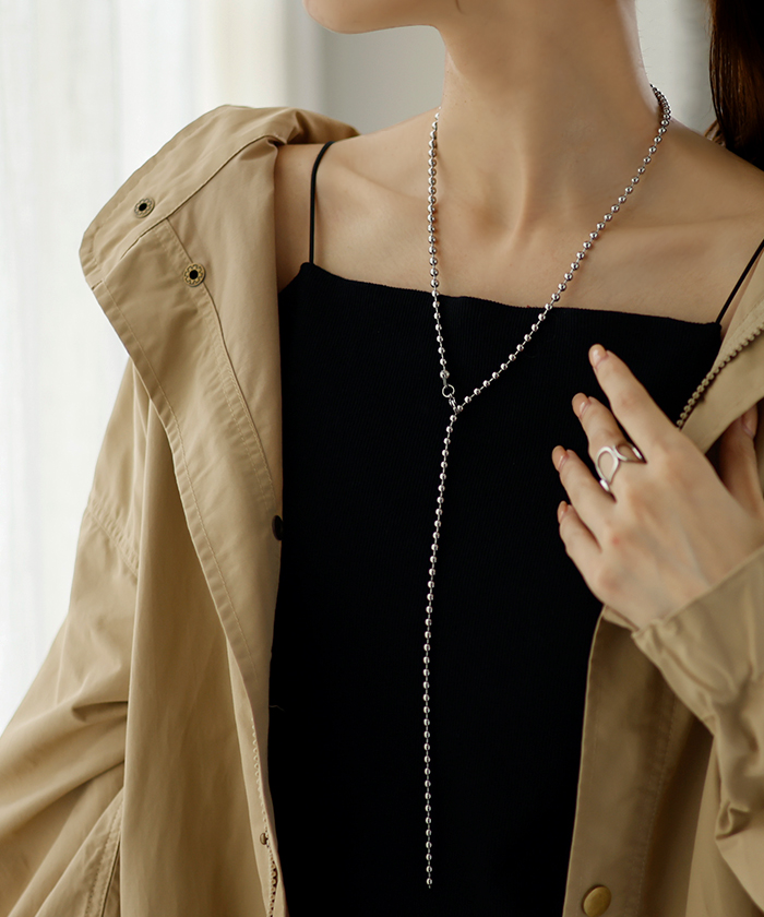 ネックレス シルバー 錆びにくい 金属アレルギー ボール 金アレ ボールチェーン チェーンネックレス | HUG.U | 01