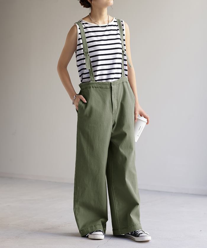 サロペット サロペ デニム 大人 オールインワン レディース サロペット 脚長 大きいサイズ つなぎ ワイドパンツ | HUG.U | 02