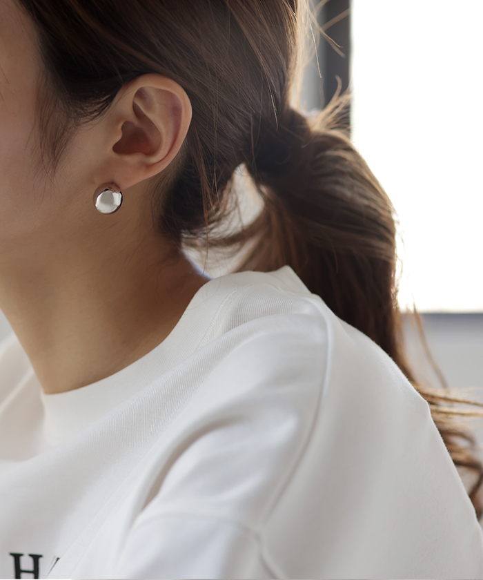 ピアス ボール アクセサリー 丸 大きめ 半円 シルバー ゴールド シルバーアクセサリー 大ぶり 丸玉 アクセ | HUG.U | 01