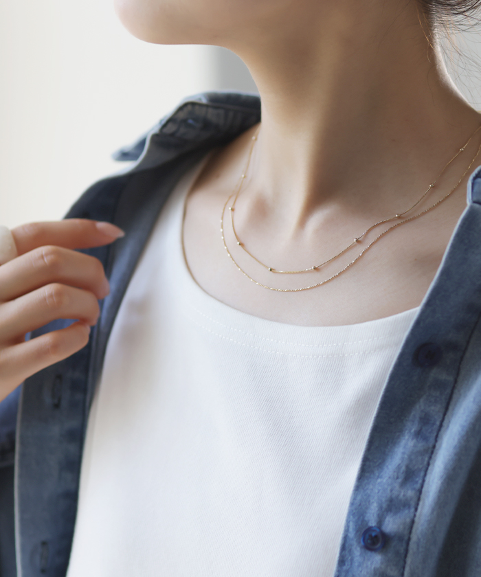 ネックレス 2連 ボールチェーンネックレス チェーン ボール ボールチェーン チェーンネックレス | HUG.U | 01