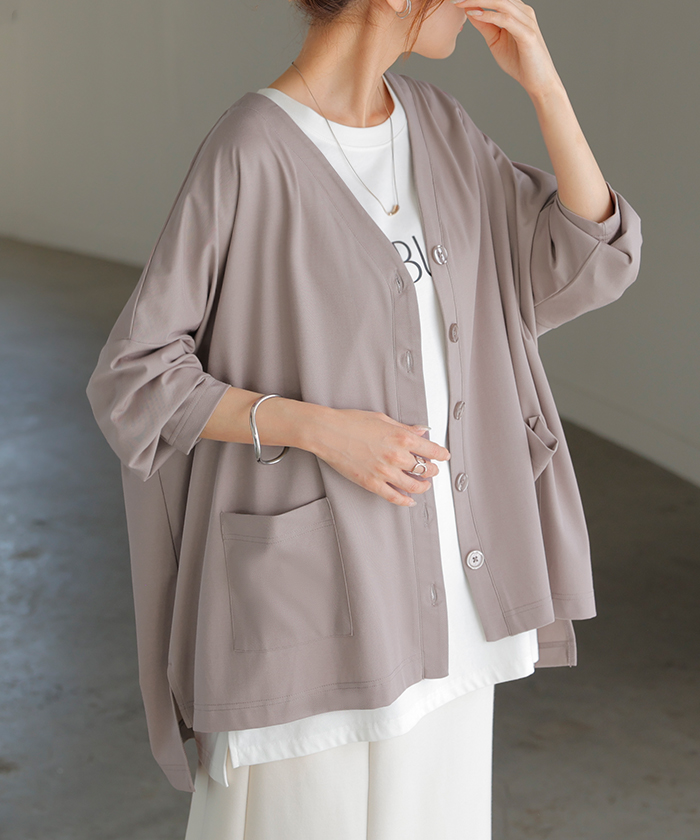 カーディガン ジャスト丈 接触冷感 レディース トップス 涼しい 薄手 体型カバー ニット セーター 軽い | HUG.U | 03