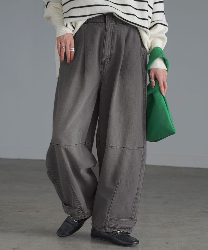 デニム パンツ デニムパンツ カーブ レディース ワイドパンツ ワイド ジーンズ ジーパン カーブパンツ | HUG.U | 03